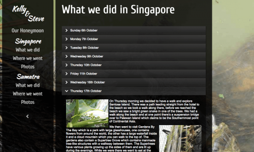 HONEYMOON WEBSITE - WHAT WE DID IN SINGAPORE